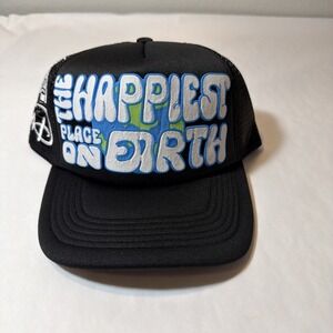 Disney Parks Disneyland "Happiest Place on Earth" Black Trucker Hat Snapback